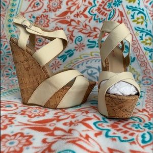 One time used nude wedges